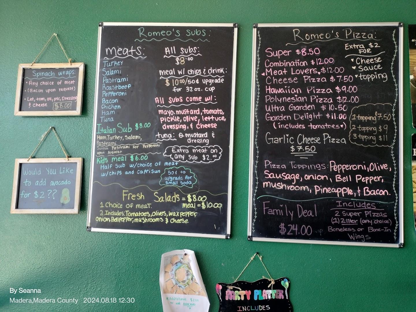 Romeo's Pizza Menu image 2